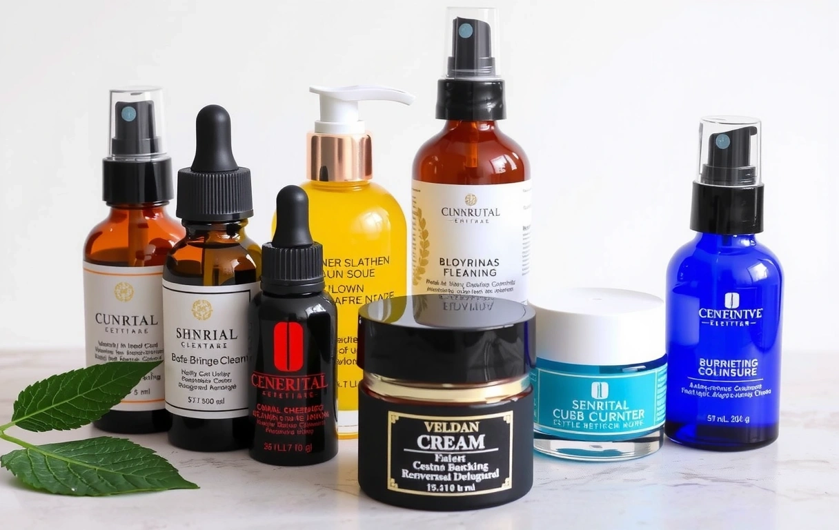 Serene image of women's skincare products