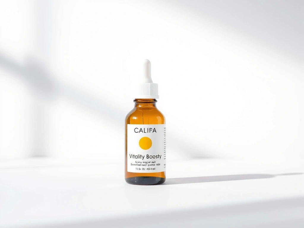 Vitalityglowspainblife Boost Elixir bottle on a minimalist background.